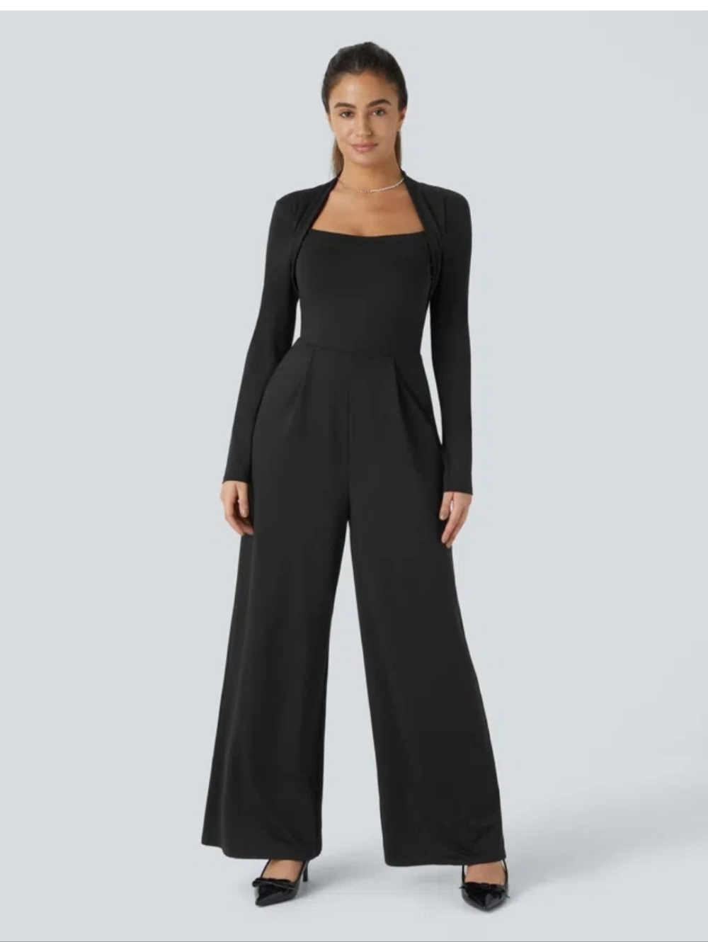 HALARA Long Sleeve Wide-Leg Jumpsuit